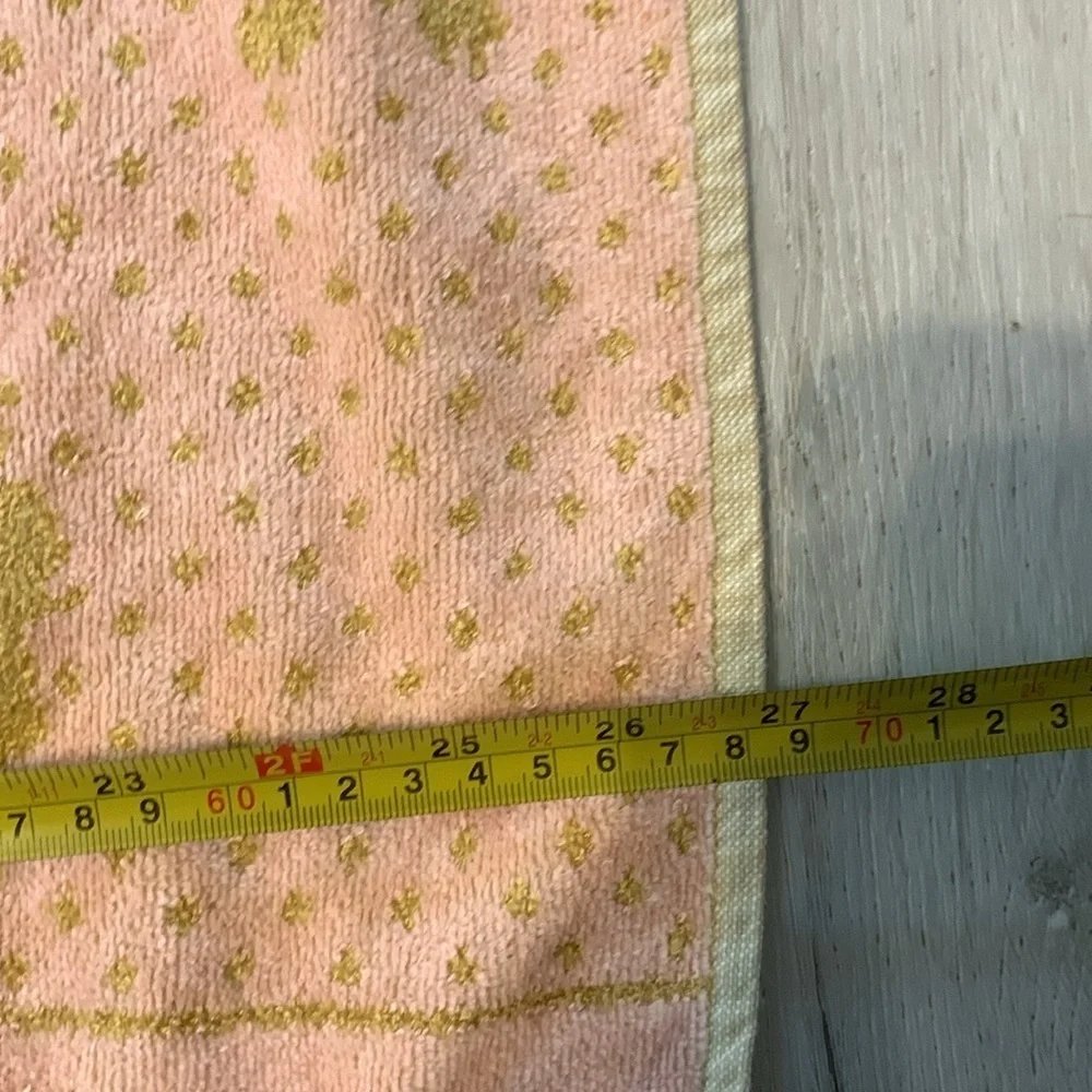 Besana Made in Italy pink & Gold Reversible Towel  POODLES Tassel Fringe vintage